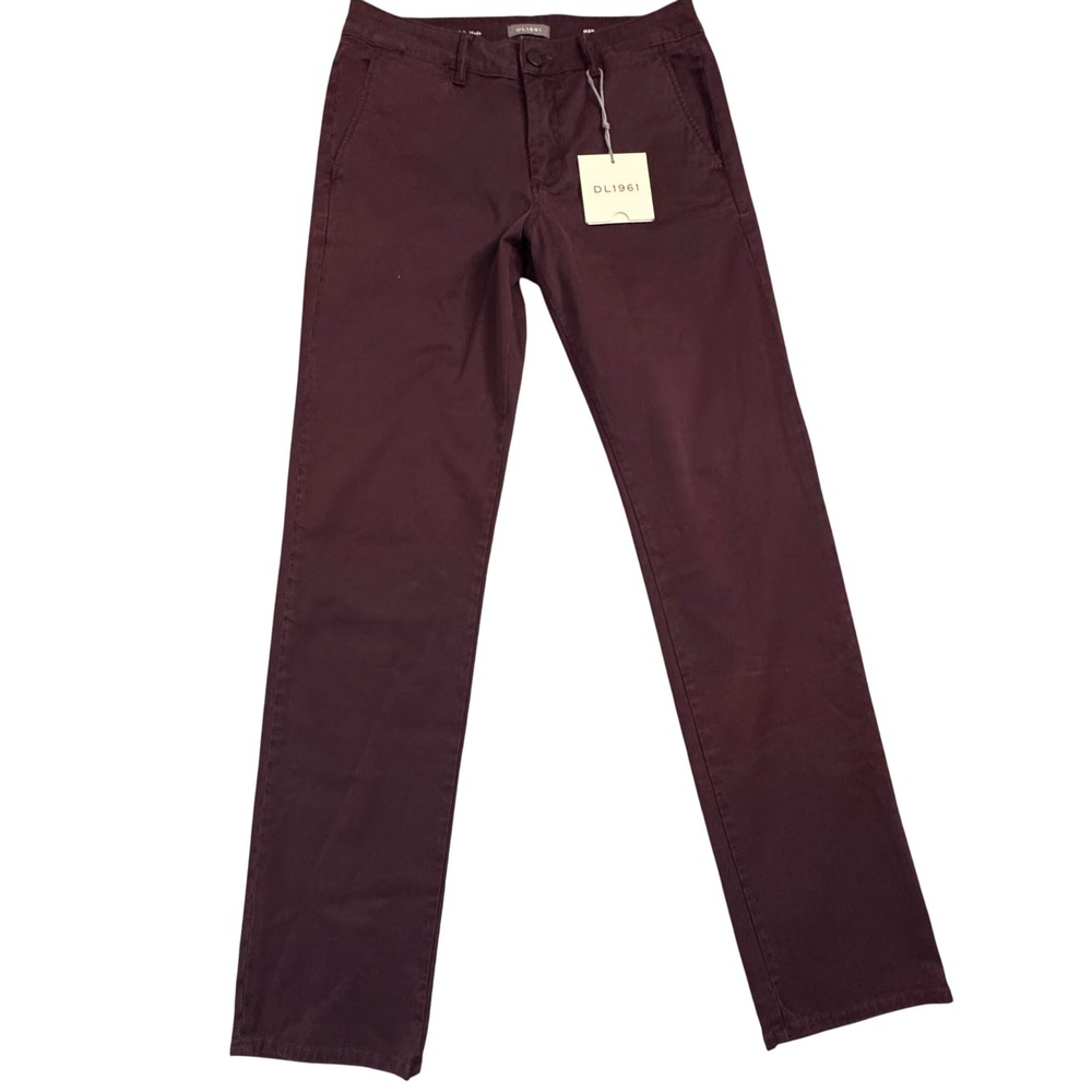 NWT DL1961 Ivan Slim Chino Pants‎ Burgundy Wine Womens Tag Size 32